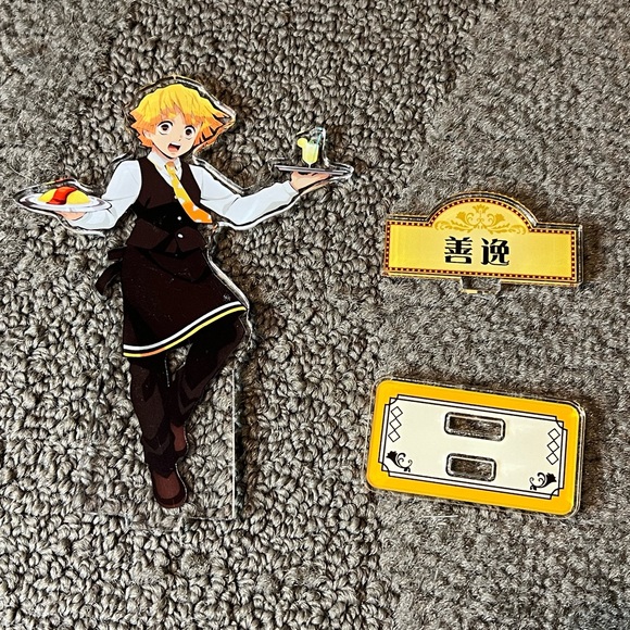 Demon Slayer Kimetsu no Yaiba Zenitsu Agatsuma Acrylic Figure Stand Cafe Collab - Picture 5 of 7